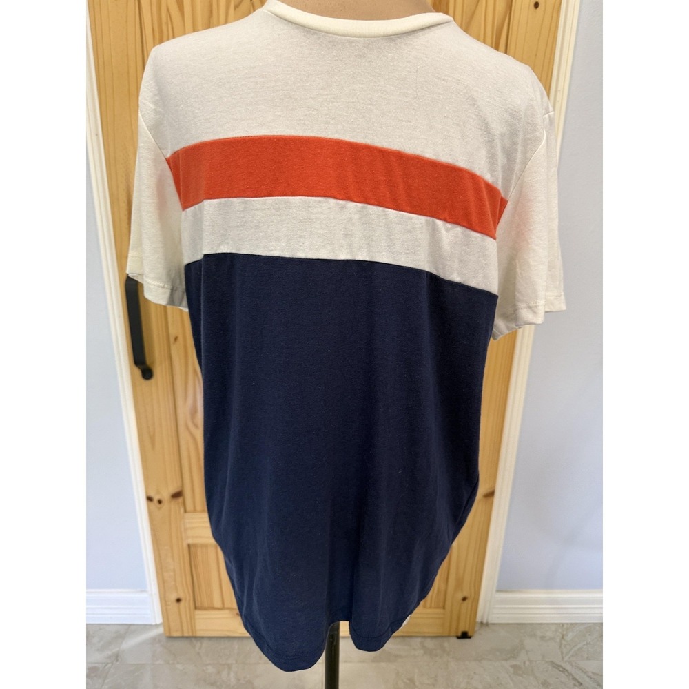 Marine‎ Layer Shirt Mens Small Navy Orange Colorblock Short Sleeve Crew Tee